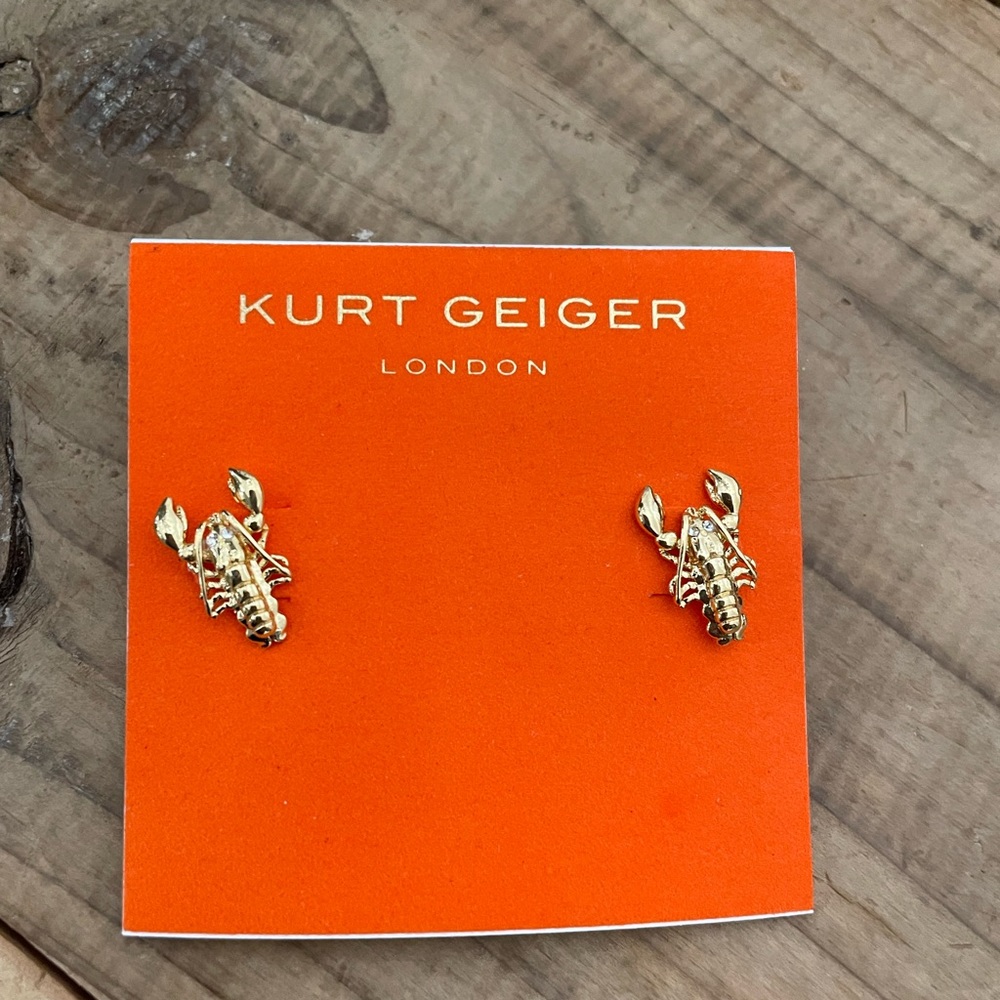KURT GEIGER LONDON GOLD LOBSTER STUD EARRINGS - Picture 2 of 4